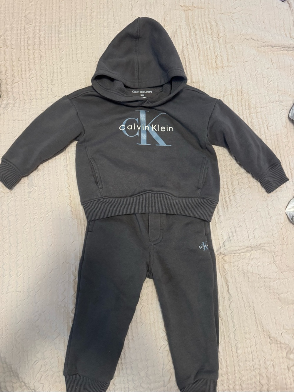 Calvin Klein Jeans Kids' Charcoal Gray Hoodie & Jogger Set
